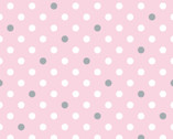 FLANNEL Print - White Grey Dots on Pink from 3 Wishes Fabric