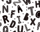 FLANNEL Print - Alphabet Letters Dot Black White from 3 Wishes Fabric