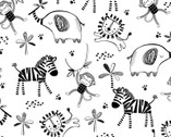 FLANNEL Print - Animals Black White from 3 Wishes Fabric
