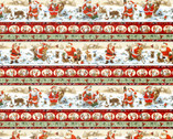 Santa's Friends - Border Stripe Red from Henry Glass Fabric