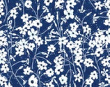 Beatrice - Floral Stems Navy Blue from 3 Wishes Fabric