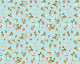 Promise Me - Strawberry Bouquet Blue from Poppie Cotton Fabric