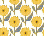 Sunflower Sunshine - Blooms Stem White from Springs Creative Fabric