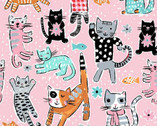 Cats - Pink from Springs Creative Fabric