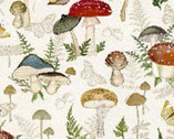 Mushrooms Ferns Tan from Springs Creative Fabric