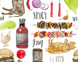 BBQ Summer Foods White from Springs Creative Fabric