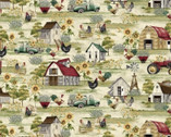 Chicken Shack - Scenic Farm Multi from Henry Glass Fabric
