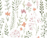 Nursery FLANNEL - Colton Watercolor Floral Sprigs White from Springs Creative Fabric
