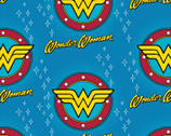Wonder Woman FLANNEL - Logo Blue from Camelot Fabrics