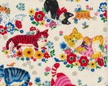 Power Animal OXFORD - Cats Cream from Kokka Fabrics