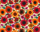 For The Love of Sunflowers - Large Sunflowers Cream by Peggy Davis from Elizabeth’s Studio Fabric