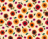 For The Love of Sunflowers - Small Scattered Sunflowers Cream by Peggy Davis from Elizabeth’s Studio Fabric