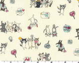 Funny Cats - Cats Having Fun Natural from Kokka Fabrics