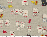 Happy - Cats DOBBY Natural from Kokka Fabric