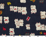 Happy - Cats DOBBY Dark C from Kokka Fabric
