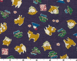 Happy - Shiba Dog Dark C from Kokka Fabric
