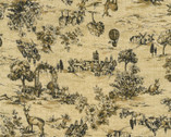 Vintage Style DOBBY - Toile De Jouy Tan from Kokka Fabric