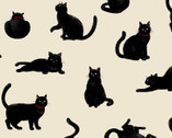 Black Cats OXFORD - Cats Cream from Cosmo Fabric