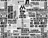 Harry Potter - Newspaper Print Black White from Camelot Fabrics