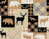 Woodland Patchwork FLEECE Tan from Camelot Fabrics