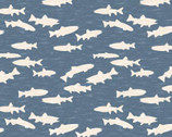 Gone Fishin’ - Fish Silhouettes Cream Blue from Wilmington Prints Fabric