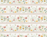 Daisy Days - Repeating Floral Stripe Multi from Wilmington Prints Fabric