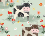 Little Foot Farm FLANNEL - On The Moove Cows Mint from 3 Wishes Fabric