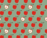 Little Foot Farm FLANNEL - To The Core Apples Green from 3 Wishes Fabric