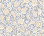Radiance - Floral and Paisley Lt Denim Blue Tan from Wilmington Prints Fabric