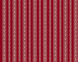 Memories In Redwork - Fourland Stripe Red from Henry Glass Fabric