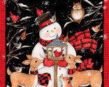 Snowman Deer PANEL - 35 Inches by Susan Winget from Springs Creative Fabric
