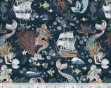 Ocean Song - A Mermaid’s Tale Deep Sea Dk Blue by Whistler Studios from Windham Fabrics
