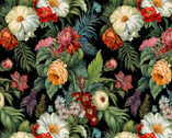 Island Bouquet - Tropical Island Bouquet Black from Hoffman Fabrics