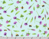 Honey Flower - Flower Bees Toss Sky Blue from Robert Kaufman Fabrics