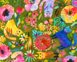 Whisker Wonderland - Cats Floral Olive Green from Robert Kaufman Fabrics