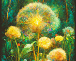 Night Fable - Dandelion Floral PANEL 24 Inches from Robert Kaufman Fabrics