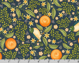 Grove - Birds on Branches Oranges Navy from Robert Kaufman Fabrics
