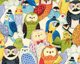 Powerful Animal OXFORD - Owls Bright Colorful from Kokka Fabric