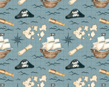 Pirates Ahoy - Ships Maps At Sea from Camelot Fabrics
