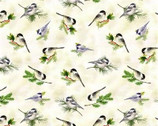 Snowman Christmas - Birds Lt Butter from Clothworks Fabric