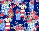 Victory Garden - Mason Jar Floral Navy from 3 Wishes Fabric