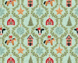 Prairie Christmas - Country Ornaments Teal from Poppie Cotton Fabric
