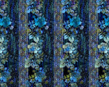 Halcyon II - Border Floral Stripe Blue by Jason Yenter from In The Beginning Fabric