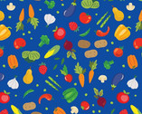 Barnyard Rules - Vegetables Toss Blue from Kanvas Studio Fabric