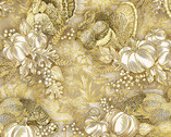 Harvest Festival Metallic - Harvest Toile Pumpkin Turkey Cream from Benartex Fabrics