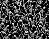 Halloween Spirit GLOW in DARK - Skeleton Crew Black from Benartex Fabrics