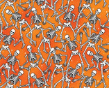 Halloween Spirit GLOW in DARK - Skeleton Crew Orange from Benartex Fabrics