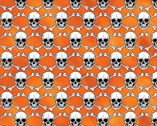 Halloween Spirit GLOW in DARK - Skull Orange from Benartex Fabrics