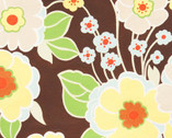 Retro Floral- Chocolate Brown - Cotton Print Fabric from Alexander Henry