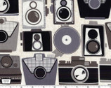 Cameras - Neutral Cotton Print Fabric from Michael Miller